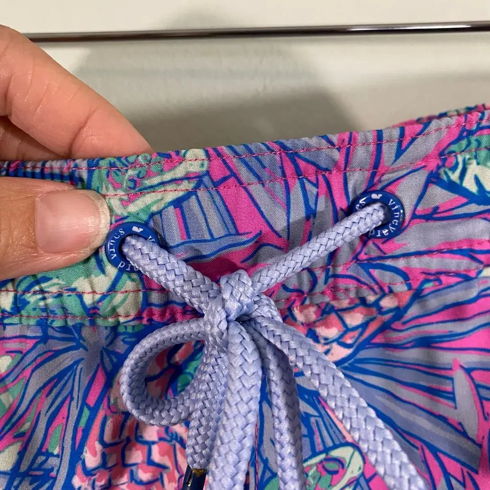 Vineyard Vines Men Pineapples & Sea Turtles Print Drawstring Swim Trunks Size XL